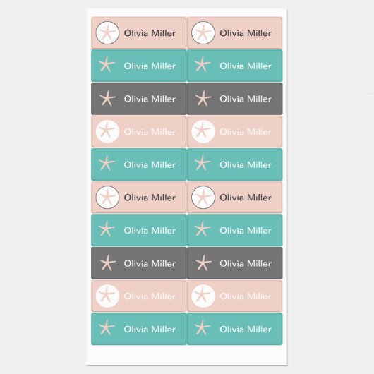 Zeesterren naamlabels voor schoolkamp kinderopvang labels (Vel)