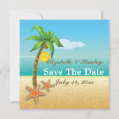 Zeesterren op het strand bruiloft Save the Date (Voorkant)