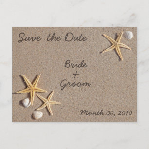 Zeesterren op het strand Save the Date Briefkaarte Aankondigingskaart