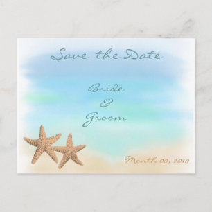 Zeesterren op het strand Save the Date Briefkaarte Aankondigingskaart