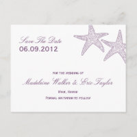 Zeesterren Save The Date Briefkaart - Paarse
