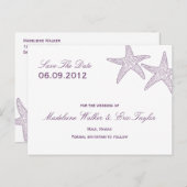 Zeesterren Save The Date Briefkaart - Paarse (Voorkant / Achterkant)