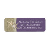 Zeesterren Strand en Burlap Paarse Etiket (Voorkant)