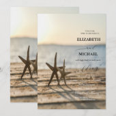 Zeesterren Zand Strand Script Bruiloft Kaart (Voorkant / Achterkant)