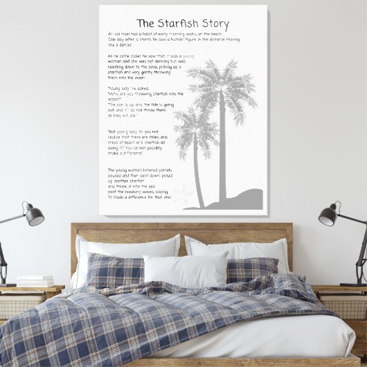 Zeesterrenverhaal, zeesterren gooier, zeesterren g canvas afdruk (Insitu (Slaapkamer))