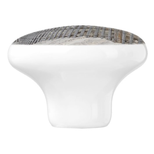 Zeestrand en ingeweven omheining keramische knop (Zijkant)