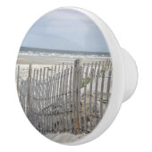 Zeestrand en ingeweven omheining keramische knop (Rechts)