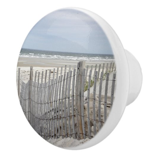 Zeestrand en ingeweven omheining keramische knop (Rechts)