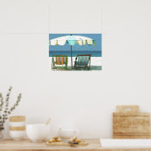 Zeestrand, stoelen en paraplu's poster (Keuken)