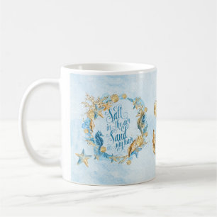 Zeestrandthema Seashell mok blue