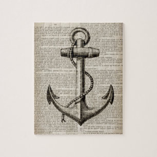 zeestrandzeezeilster of nautisch anker legpuzzel