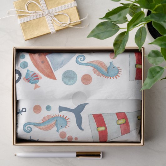 Zeesuilboot met zeebrasem tissuepapier (Geschenk)