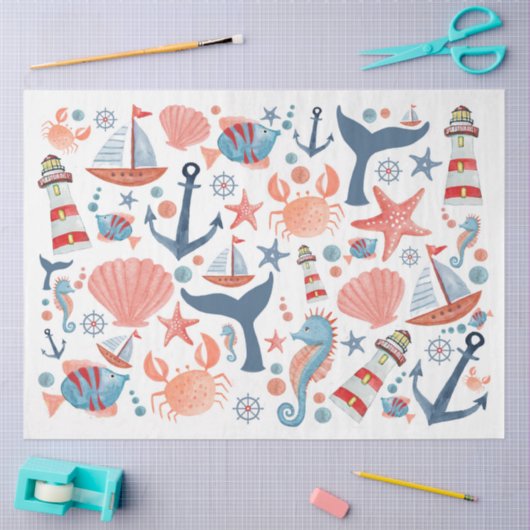 Zeesuilboot met zeebrasem tissuepapier (Craft)