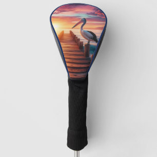 Zeevaart/kust/strand pelikaan zonsondergang golfheadcover