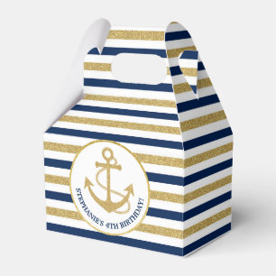 Zeevaart Marineblauw Gouden Anker Bedankdoosjes