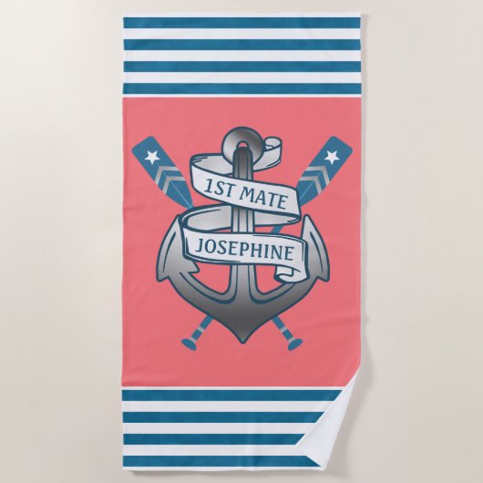 Zeevaart Naam | van de Partner van het Anker 1st Strandlaken (Voorkant)