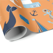 Zeevaart OceaanSinaasappel Cadeaupapier (Rol Hoek)