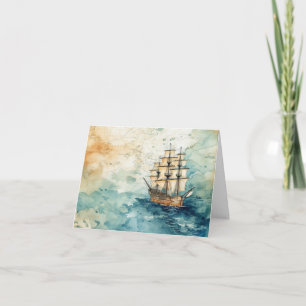 Zeevaart Thema Vintage Zeilboot Oude Kaart