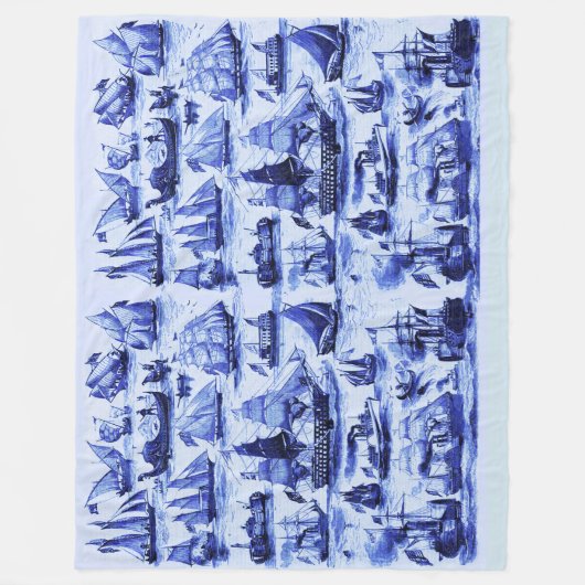 ZEEVAARTUIGEN, SCHEPEN, marineblauw Fleece Deken (Voorkant)