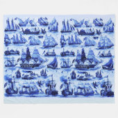 ZEEVAARTUIGEN, SCHEPEN, marineblauw Fleece Deken (Voorkant (Horizontaal))
