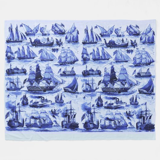 ZEEVAARTUIGEN, SCHEPEN, marineblauw Fleece Deken (Voorkant (Horizontaal))