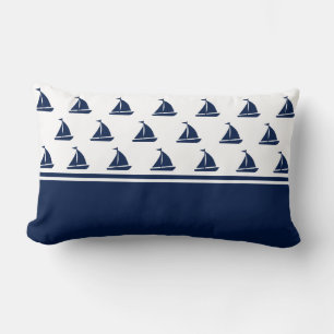 Zeevarend blauw zeilschip Nautical Lumbar Pillow Kussen