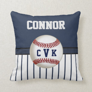 Zeevarend en wit gestreept Baseball Pillow 6 tekst Kussen