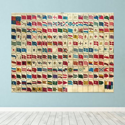 zeevlaggen van de Wereld Illustratie Canvas Afdruk (Insitu (Houten vloer))