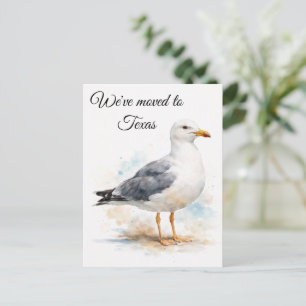 Zeevogel Strand Oceaan Aquarel Nautilus Feestdagenkaart