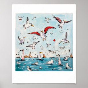 Zeevogel, vogel, vliegende vogels poster