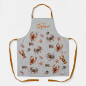 Zeevruchten Schaaldieren Lobster Crab Pattern Schort (Voorkant)