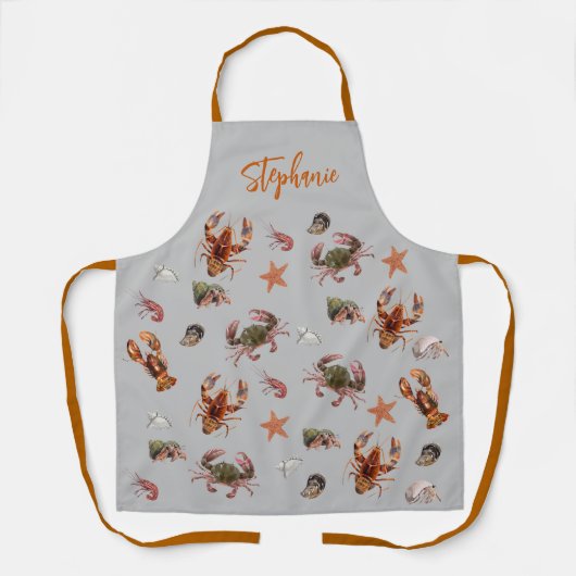 Zeevruchten Schaaldieren Lobster Crab Pattern Schort (Voorkant)