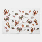 Zeevruchten Schaaldieren Lobster Crab Pattern Theedoek (Horizontaal)