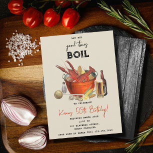 Zeevruchten Zomer Crawfish Boil Verjaardagsfeest Kaart