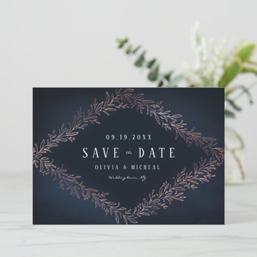 Zeevuild roos goud botanisch met uitzondering van  save the date (Staand voorkant)