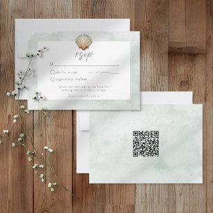 Zeewater Waterverf Minimalistische Strand Bruiloft RSVP Kaartje