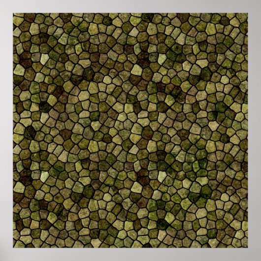 Zeewier en jeneverbesmeurd patchwork Terrazo Patch Poster (Voorkant)
