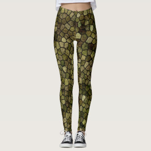 Zeewier en Juniper Klinker Patchwork Terrazzo Patr Leggings