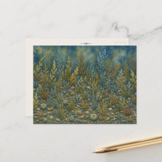 Zeewier en rif oceaan aquarel ansichtkaart briefkaart