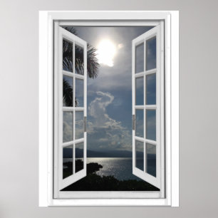 Zeezicht Trompe l'oeil Nepraam Poster