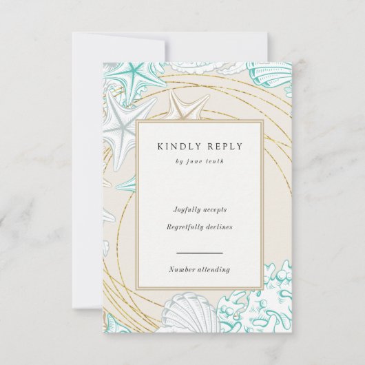 zeezijde elegante verticale RSVP kaart (Voorkant)