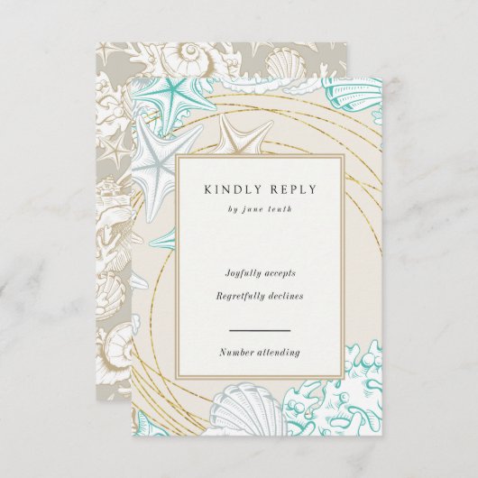 zeezijde elegante verticale RSVP kaart (Voorkant / Achterkant)