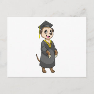 Zeezwaluw als student met diploma briefkaart