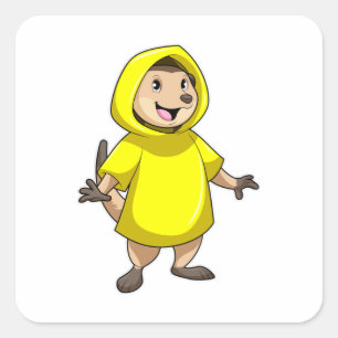 Zeezwaluw met regenjas vierkante sticker