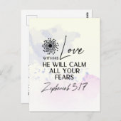Zefanja 3:17 Zijn Liefde zal uw angsten kalmeren B Briefkaart (Voorkant / Achterkant)