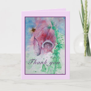 Zeg bedankt met een waterverf Foxglove en Bee Kaart
