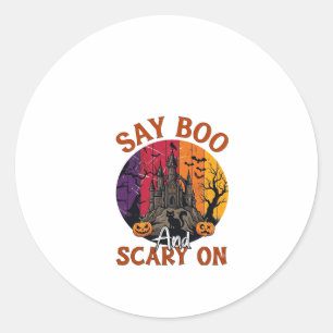 Zeg Boe Griezelen Halloween Spokenhuis Zwarte Kat Ronde Sticker