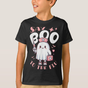 Zeg Boe tegen de griep Halloween verpleegster spoo T-shirt