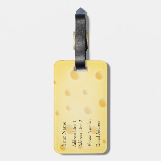 "Zeg Cheese!" Holey Cheese Custom Camera Bag Bagagelabel (Achterkant verticaal)