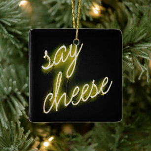 Zeg Cheese Neon Lights Keramisch Ornament
